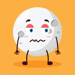 cute grumpy expression of moon cartoon character