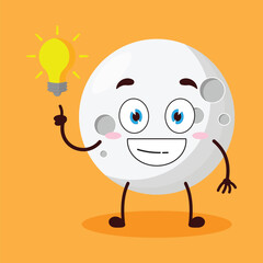cute creative expression of moon cartoon character with shiny lamp