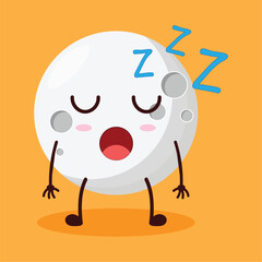 cute rest expression of moon cartoon character