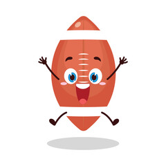 cute celebration jump expression of rugby ball cartoon character