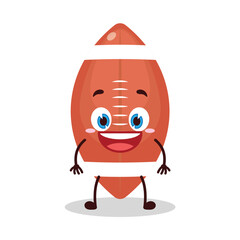 cute happy expression of rugby ball cartoon character