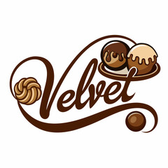 sticker design of velvet in Chocolate background