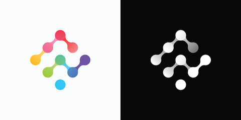 Letter A and N point connection logo design