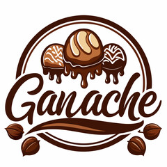 sticker design of ganache in Chocolate background