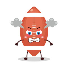 cute furious expression of rugby ball cartoon character