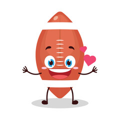cute fall in love expression of rugby ball cartoon character