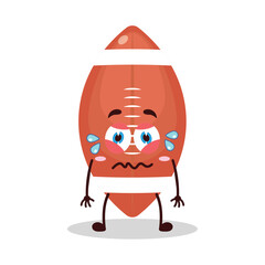 cute upset expression of rugby ball cartoon character