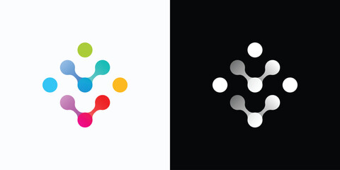Letter V point connection logo design