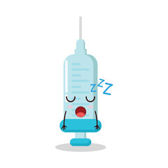cute rest expression of syringe cartoon character