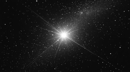 Bright, White Star Glints on Black Background, Usable as an Overlay or Special Effect.