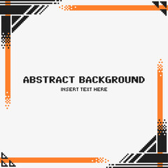 Pixel Art Style Minimal Digital Grunge Dithered Orange and Black Frame with White Background
