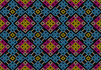 Seamless pixel and zigzag geometric pattern design.