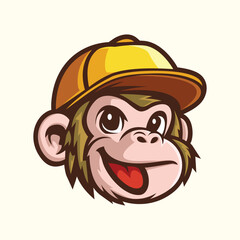 Monkey Head Charming Mascot Illustration