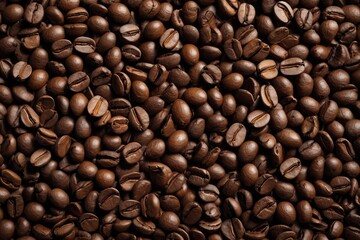 Obraz premium a close up of a pile of coffee beans with a few small holes