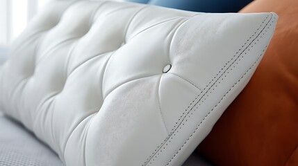 Fototapeta premium A white pillow with a brown pillow on top of it
