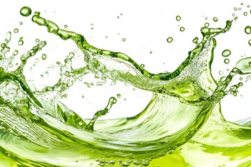 Vibrant Green Tea Splash on White Surface Wellness Lifestyle Concept
