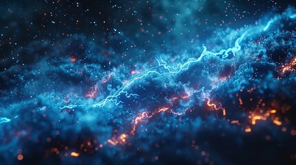 Naklejka premium Abstract Blue Technology Background, Ai Generative.