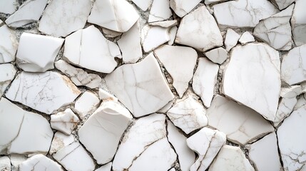 Creative composition of broken porcelain marbles creates a unique texture, emphasizing the artistic arrangement of marbles with ample copy space for design elements.