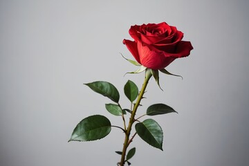 there is a single red rose in a vase on a table