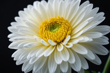 there is a white flower with a yellow center on a black background