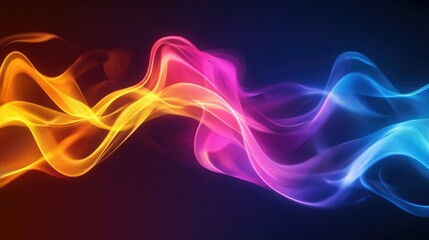 Fototapeta premium Abstract Neon Wave: A vibrant abstract art piece featuring a swirling wave of neon color. The blue, pink, and orange shades blend into a captivating visual.