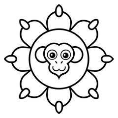 monkey-chain--mandala-floral-vector-illustration