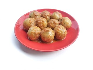 Cilok bumbu kacang or Indonesian street foods famous in java 