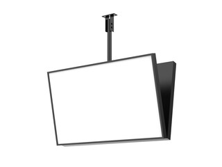 Outdoor digital ceiling mounted display screen mockup template, 3d illustration.