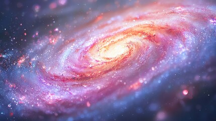Fototapeta premium Cosmic Galaxy Swirl Pink Blue Gold Nebula Space Background