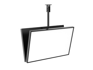 Outdoor digital ceiling mounted display screen mockup template, 3d illustration.