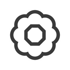 Fototapeta premium Minimalist flower-inspired circular pattern enclosed within an elegant octagonal frame, suitable for artistic branding or modern visual applications.