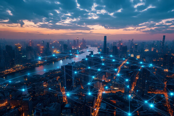 Fototapeta premium High speed internet connect diagram technology smart city