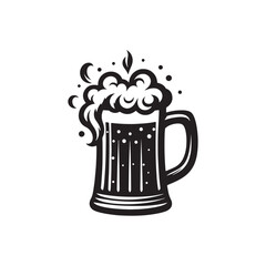 Silhouette of Beer Mug - Minimalist Beer mug Vector - Beer Mug Illustration.