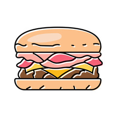 bacon cheeseburger food color icon vector. bacon cheeseburger food sign. isolated symbol illustration