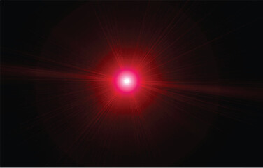 Glowing red light isolated on black background	