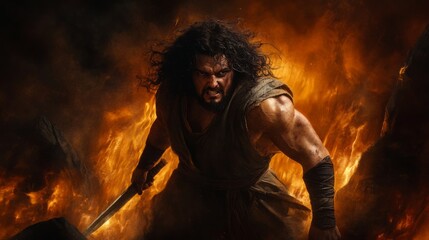 Artistic representation of Samson reflecting his heroic qualities in the Bible.