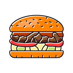 bbq burger food color icon vector. bbq burger food sign. isolated symbol illustration