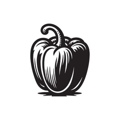 Bell Pepper Illustration - Silhouette of Bel Pepper - Minimalist Bell Pepper Vector - Vegetable Silhouette.