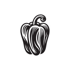 Bell Pepper Illustration - Silhouette of Bel Pepper - Minimalist Bell Pepper Vector - Vegetable Silhouette.