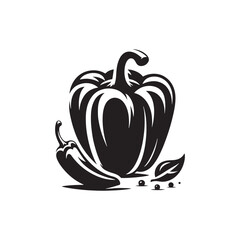 Bell Pepper Illustration - Silhouette of Bel Pepper - Minimalist Bell Pepper Vector - Vegetable Silhouette.