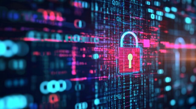 Visual representation of coding and security in software creation.
