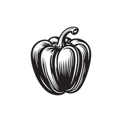 Bell Pepper Illustration - Silhouette of Bel Pepper - Minimalist Bell Pepper Vector - Vegetable Silhouette.