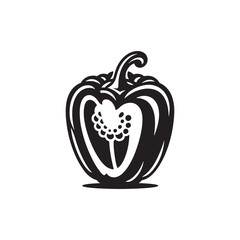 Bell Pepper Illustration - Silhouette of Bel Pepper - Minimalist Bell Pepper Vector - Vegetable Silhouette.