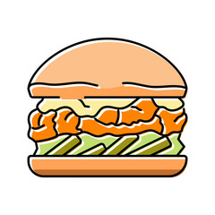 buffalo chicken burger food color icon vector. buffalo chicken burger food sign. isolated symbol illustration