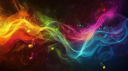 Obraz premium Music abstract: Colorful abstract waves and shapes representing the flow of music