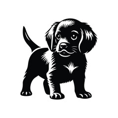 A cute puppy dog icon silhouette vector art illustration template design