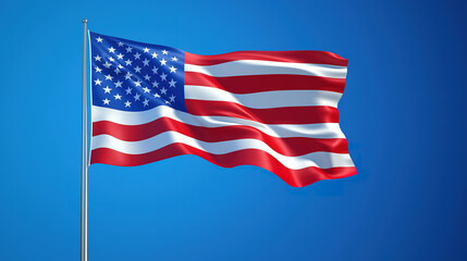 Detailed close-up of the American flag waving. A vibrant, digitally enhanced image of the American flag, showcasing its iconic red, white, and blue colors.