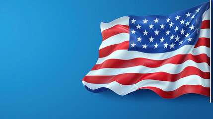 Fototapeta premium Detailed close-up of the American flag waving. A vibrant, digitally enhanced image of the American flag, showcasing its iconic red, white, and blue colors.