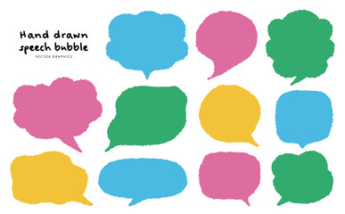 カラフルな手描き風の吹き出しイラスト素材