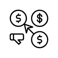 Obraz premium PPC Campaign Icon with Dollar and Clicks – Pay-Per-Click, Advertising ROI, Campaign Performance